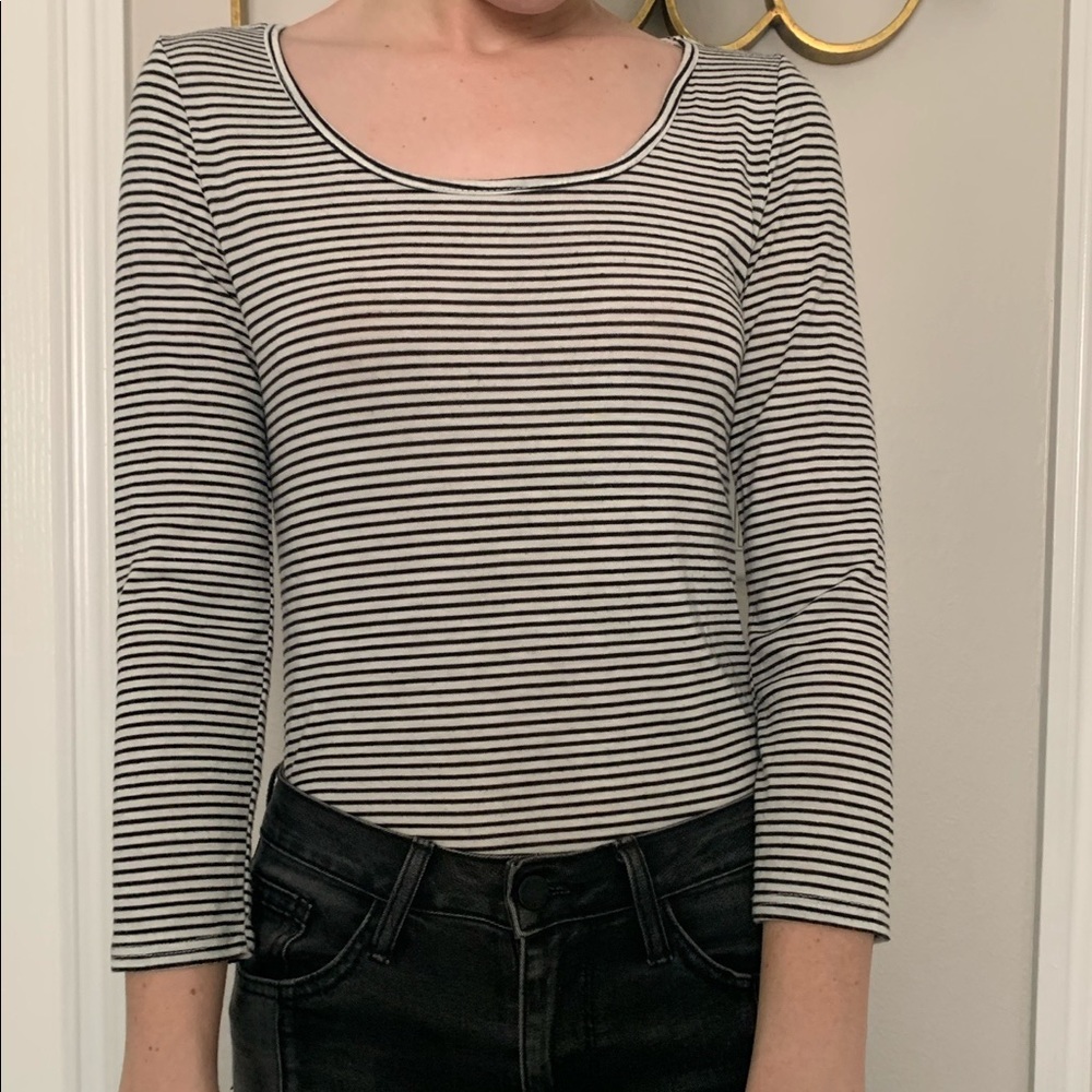 Black & White Striped Bodysuit